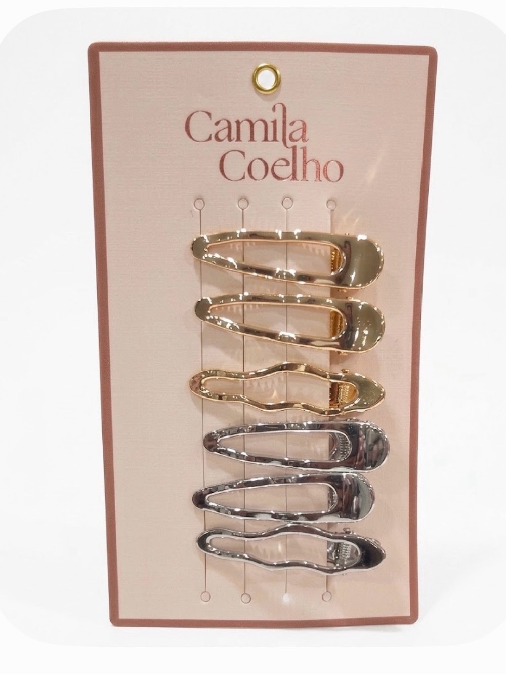 NWT ⚜️🩶⚜️ Camila Coelho Metal Wavy Hair Clips Set Silver Gold